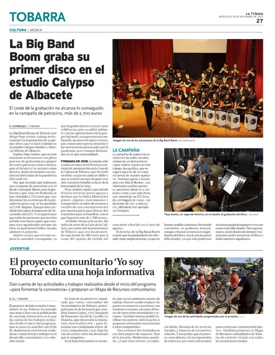 Hoy salimos en un articulo de prensa en La Tribuna de Albacete